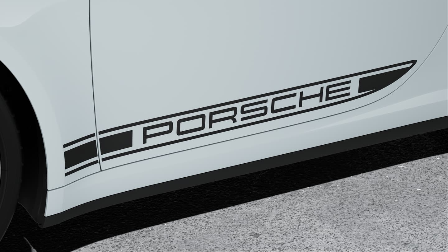 Seitlicher Dekorschriftzug "PORSCHE" farbig
