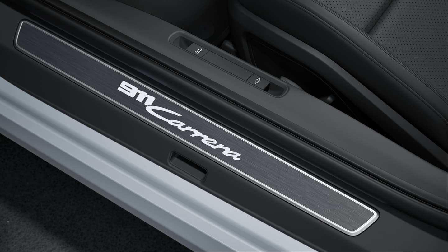 Personalisierte Türeinstiegsblenden Aluminium gebürstet in Darksilver, beleuchtet