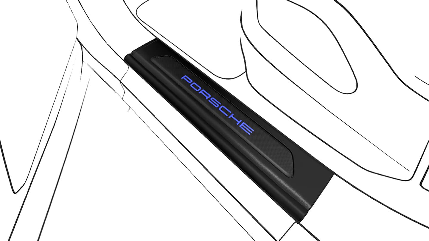 Personalisierte Türeinstiegsblenden Carbon, beleuchtet