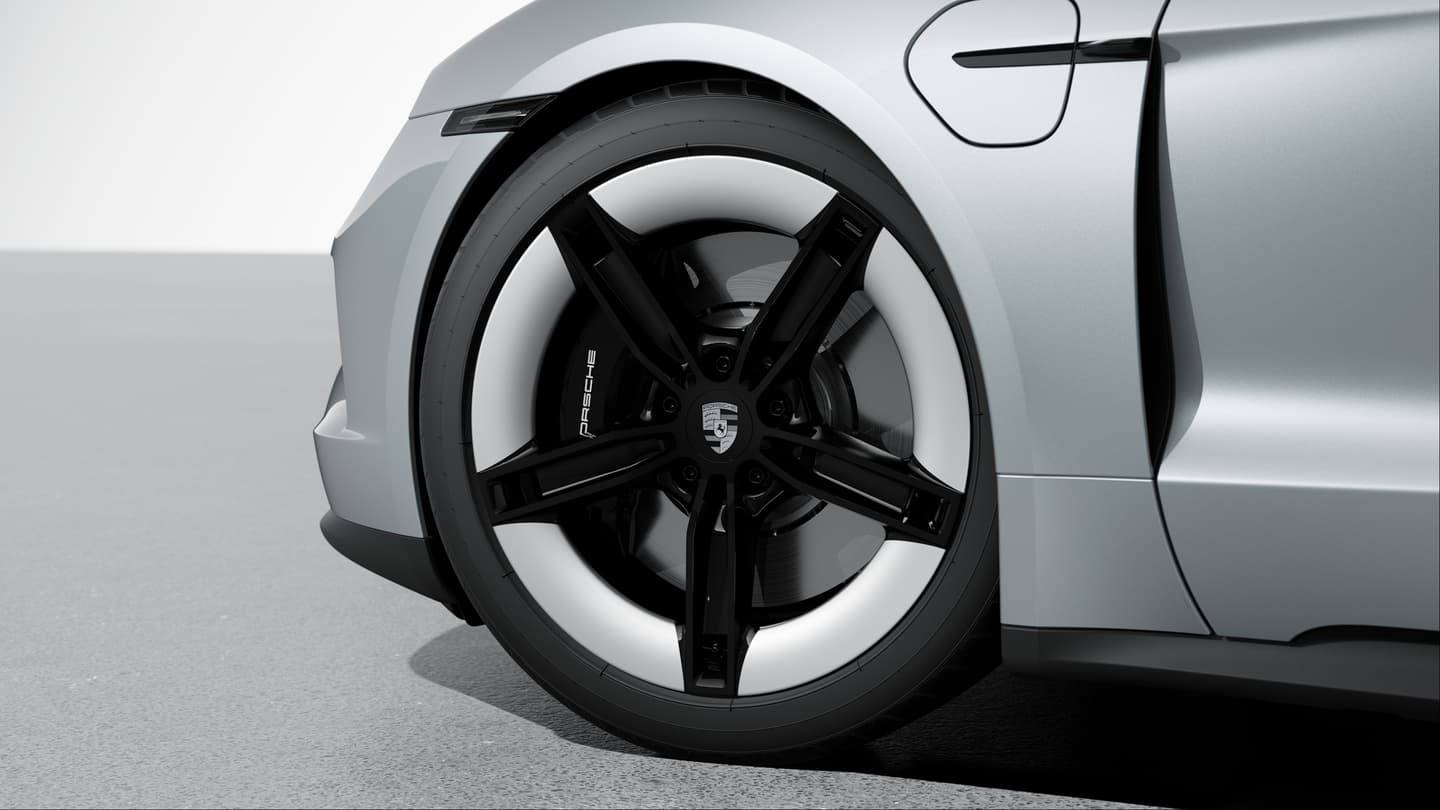 Porsche Surface Coated Brake (PSCB) mit Bremssatteln lackiert in Schwarz (hochglanz)