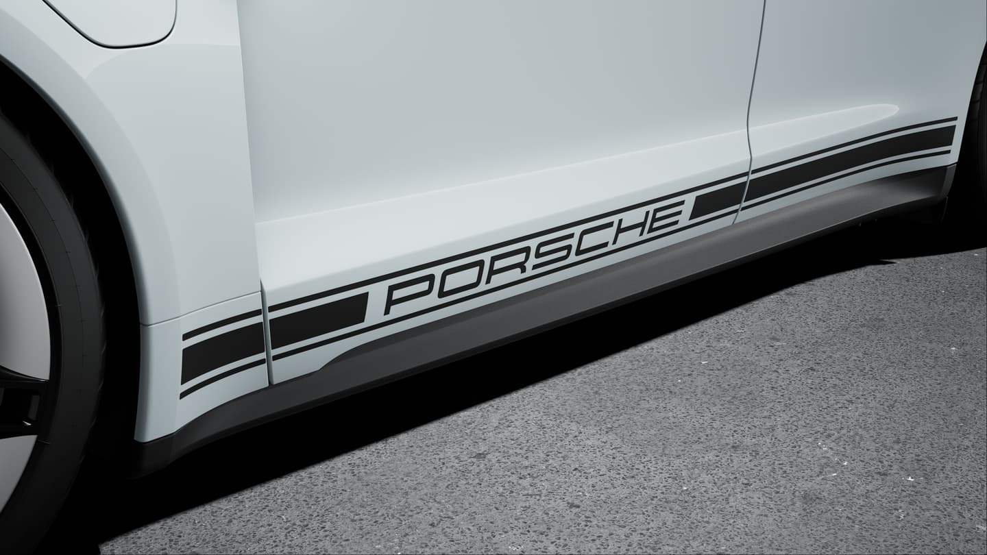 Seitlicher Dekorschriftzug "PORSCHE" farbig